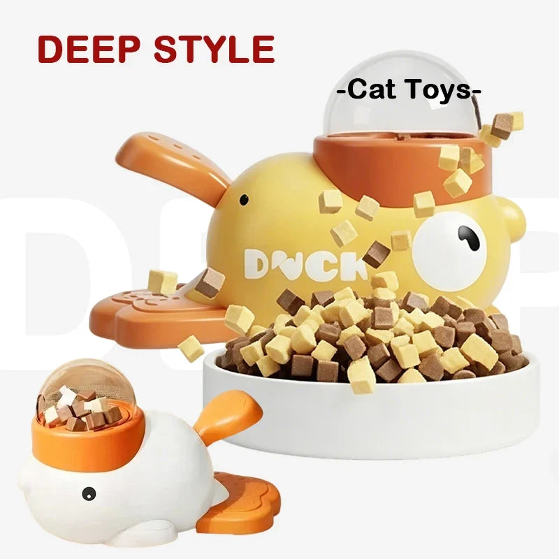 Dog 2-in-1 Interactive Toy Pet Automatic Food Treat Dispenser Cartoon Duck Design Slow Food Pet Snack Feeder for Dog Training