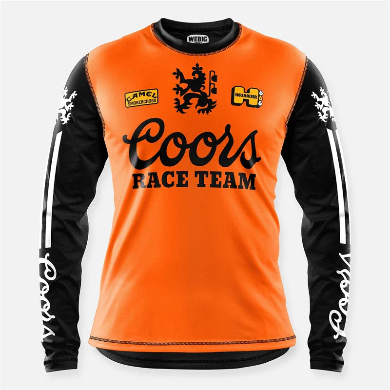 Retro Camel WEBIG Motorcycle Jersey Team Bicycle Downhill MTB Yellow Clothes Ciclismo Cycling Long Sleeve Motocross Bmx T-Shirt