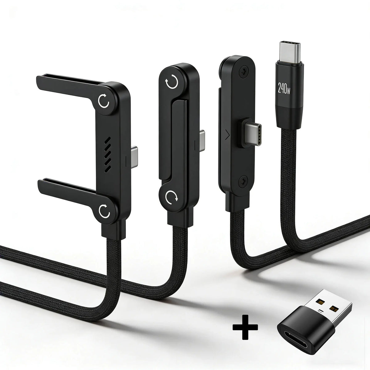1.5m Foldable Charging Cable With Integrated Stand Fast Charging Cable Phone Tablet 240W Ultra-Fast Data Cable Phone Holder