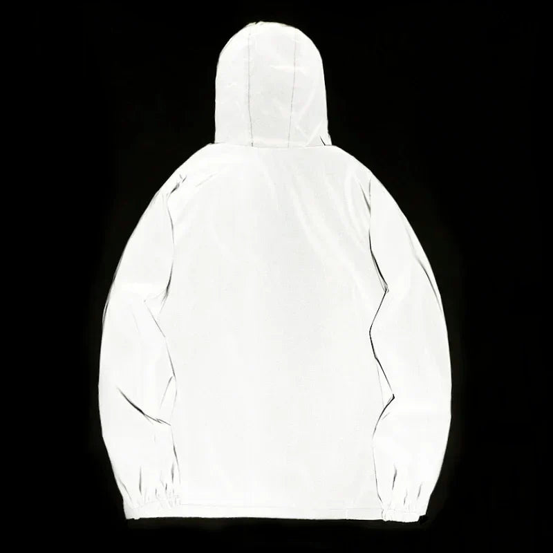 New Couple Night Reflective Clothing Solid Color Jacket Polyester Student Male Class Uniform Trendy Luminous Dancer Jacket