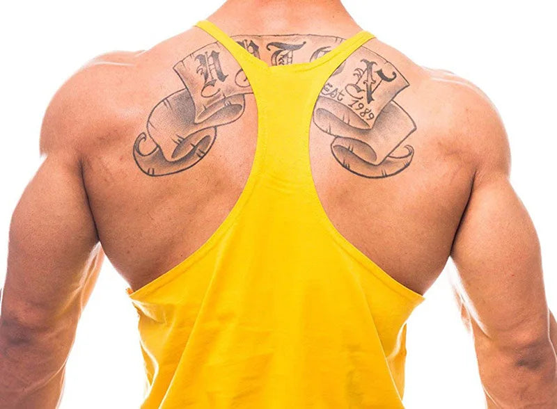 Camiseta Muscleguys sin mangas tipo tirantes finos para fitness