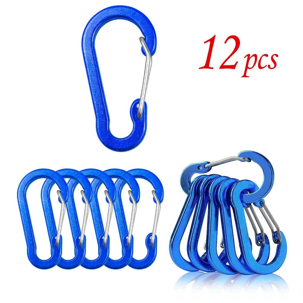 1/6/12pcs Aluminum Carabiner Clip Keychain Carabiners Lock Buckle Snap Outdoor Multi Tool Backpack Camping Hiking Fishing Hook