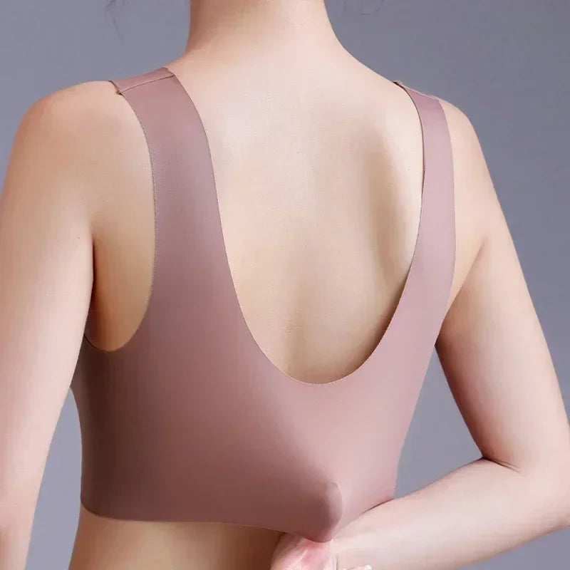 FallSweet Sujetadores Push Up de Encaje para Mujer, 3 Piezas, Sujetador Inalámbrico Sexy de Seda de Hielo, Bralette de Copa Profunda, Lencería Femenina, Ropa Interior para Mamá L-5XL