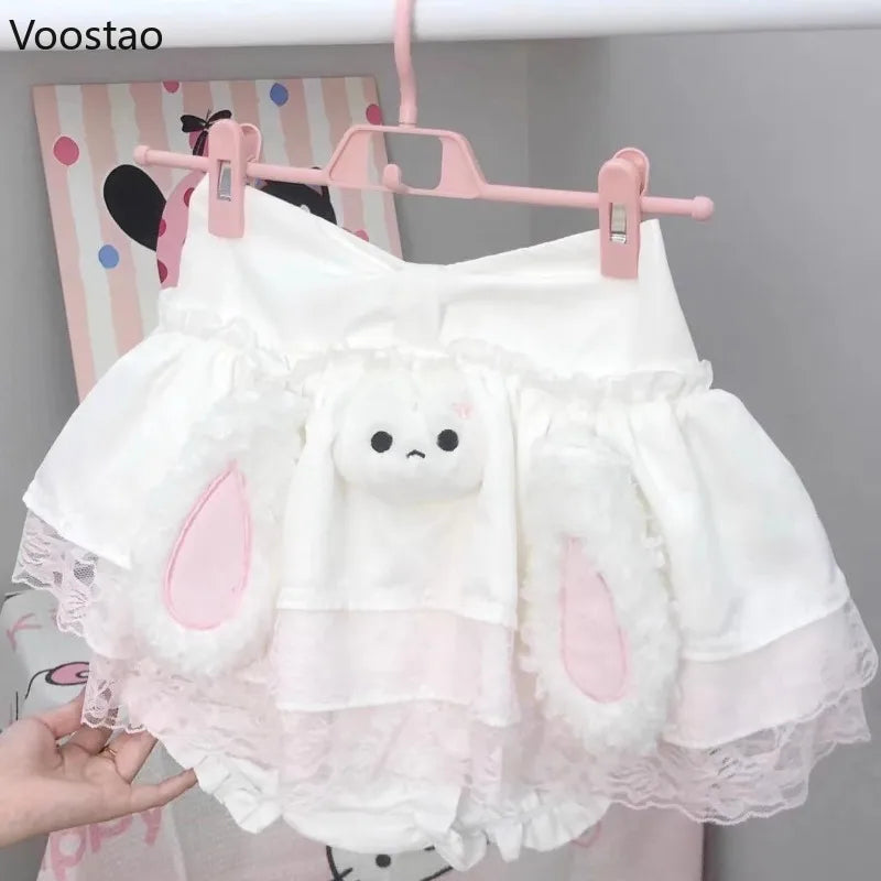 Falda de peluche de conejo Kawaii