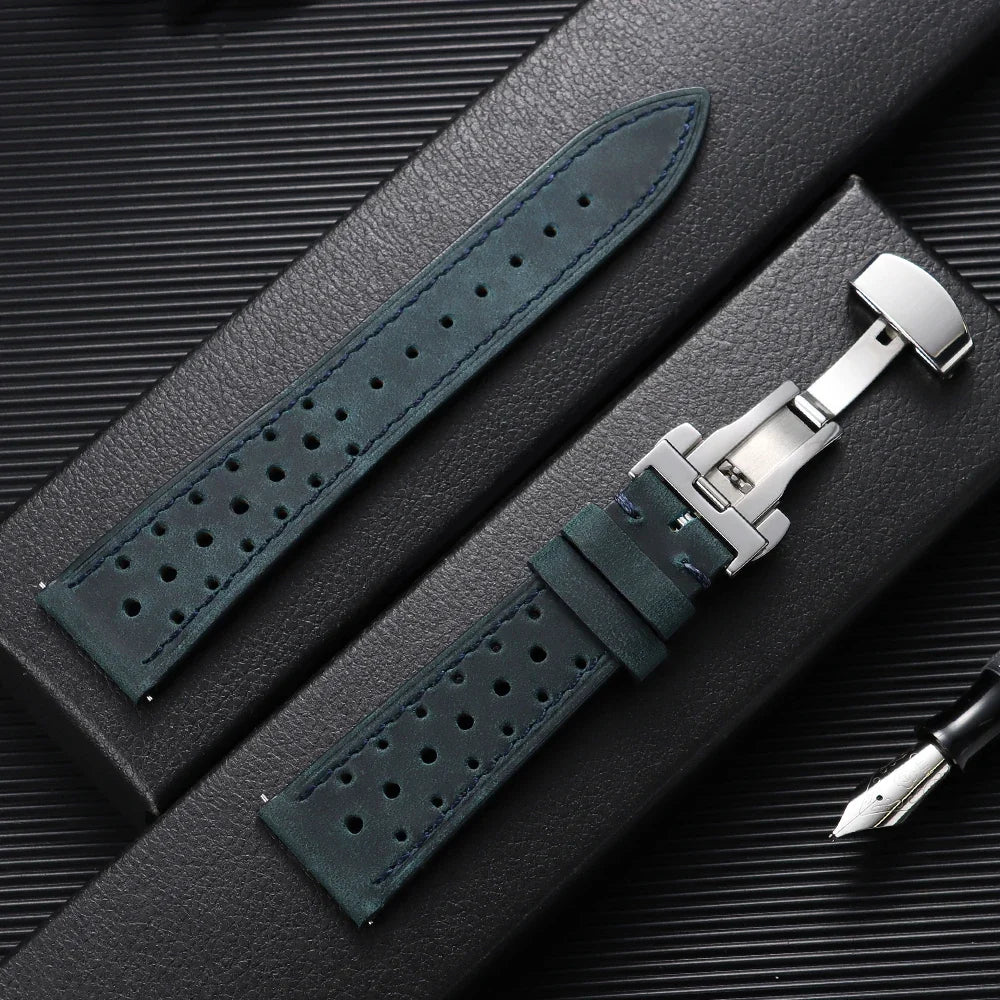 Garmin 18/20/22/24mm Quick Release Perforated Racing Leather Band
