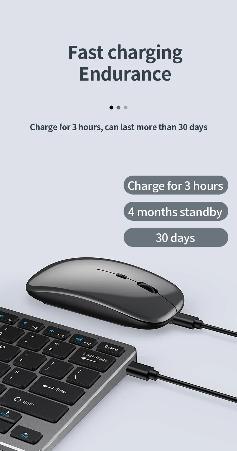 NexusClick Wireless Ergonomic Keyboard Mouse Combo - Rechargeable Mini Multimedia Set for PC, Laptop, MacBook