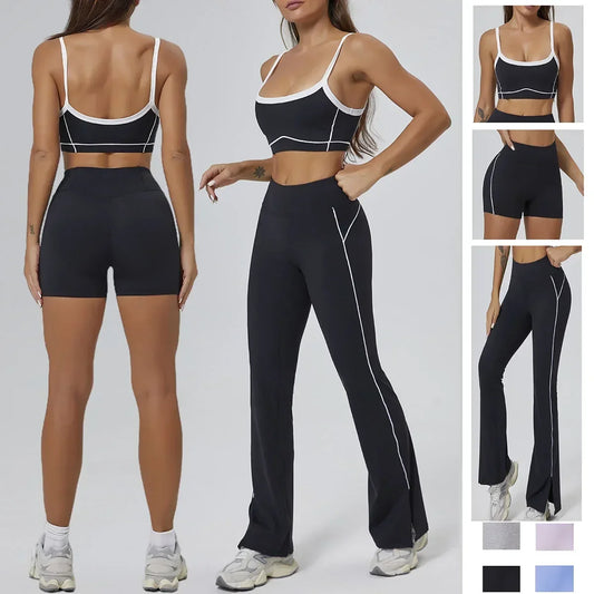 Conjunto de yoga FlareLift: pantalón de cintura alta y sujetador sin espalda