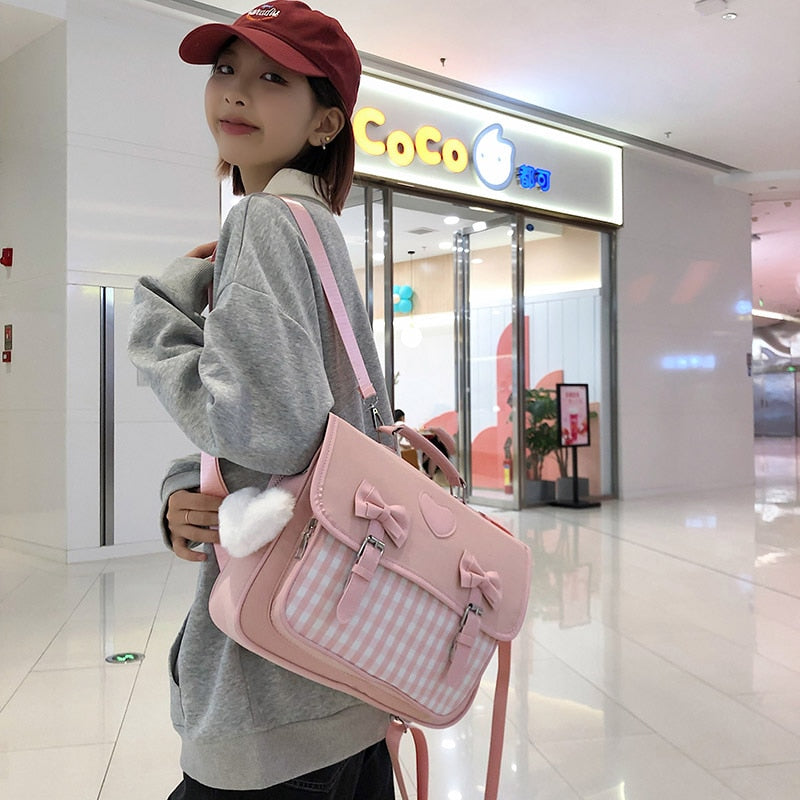 Mochila escolar de cuadros vichy