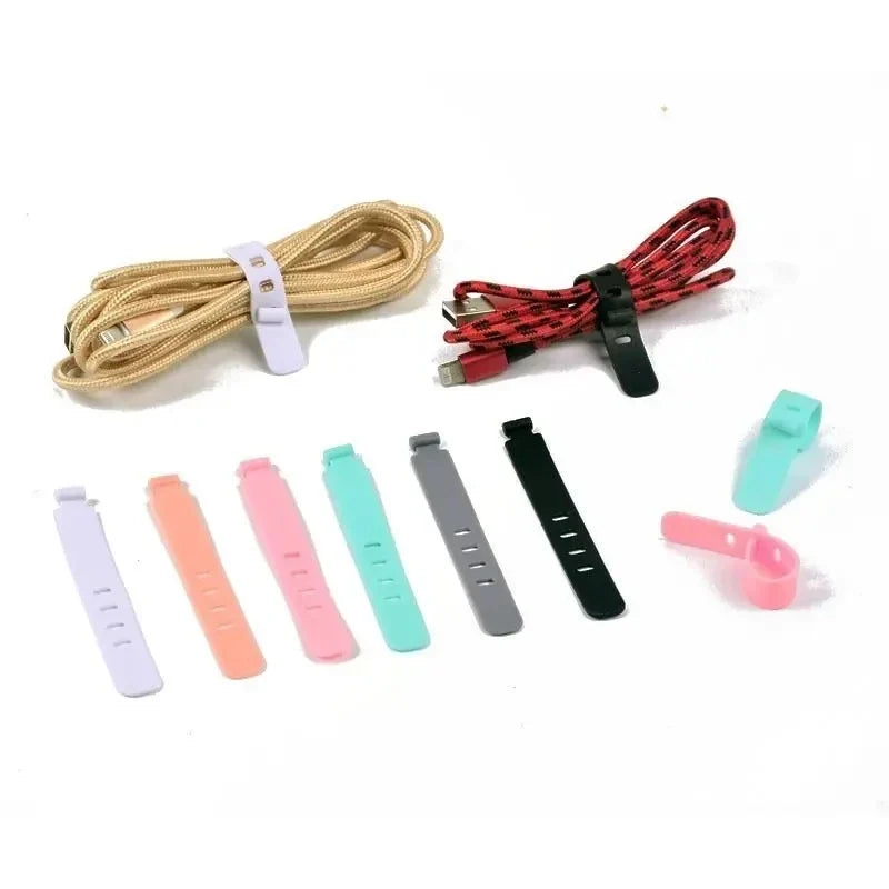 20pcs Cable Organizer Ties Clip Charger Cord Management Silicone Wire Manager Mouse Earphone Holder Data Line Winder Straps