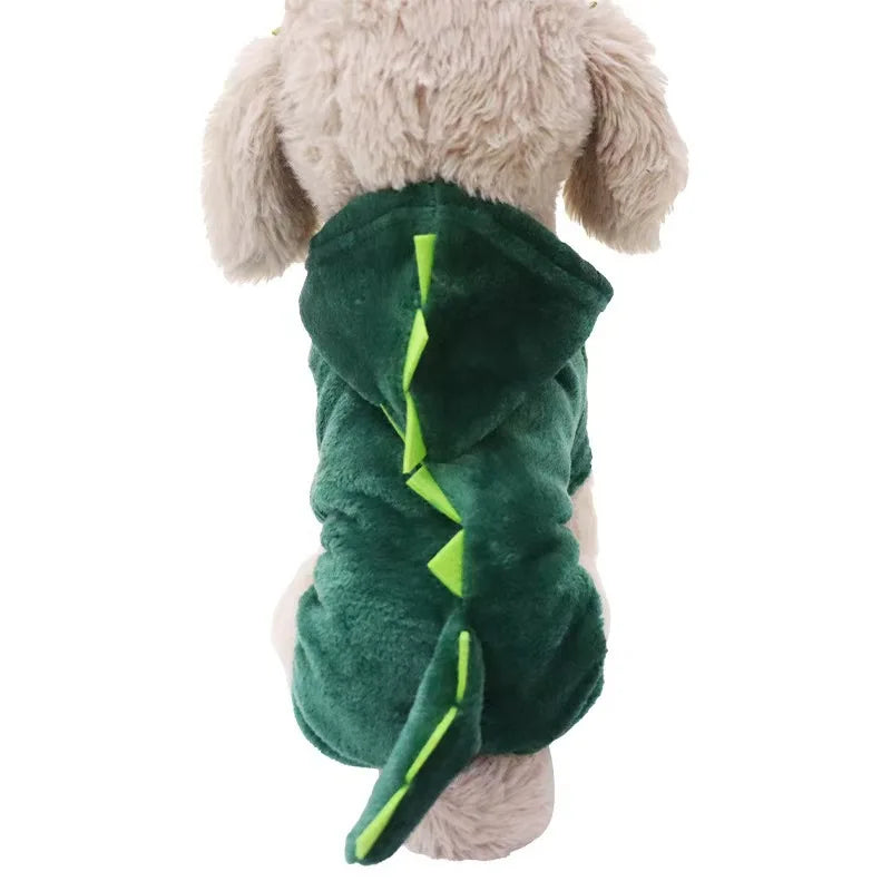 Cozy Dinosaur Cat Clothing Set Plush Lined Soft and Lightweight For Small Pets Costume Party and Outdoor Use Autumn Winter Wear
