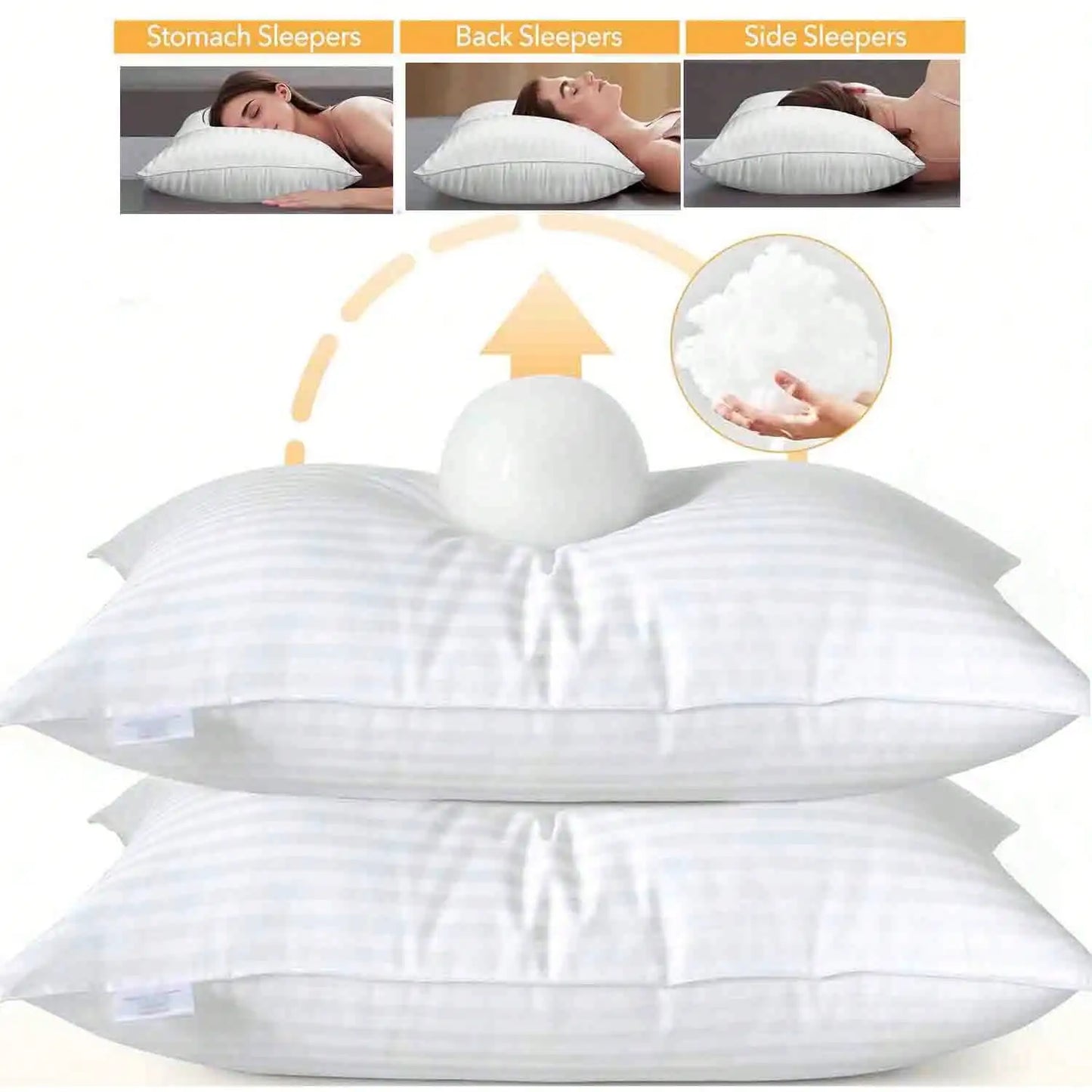 Deluxe Hotel Quality Pillows With Neck Support Hypoallergenic
