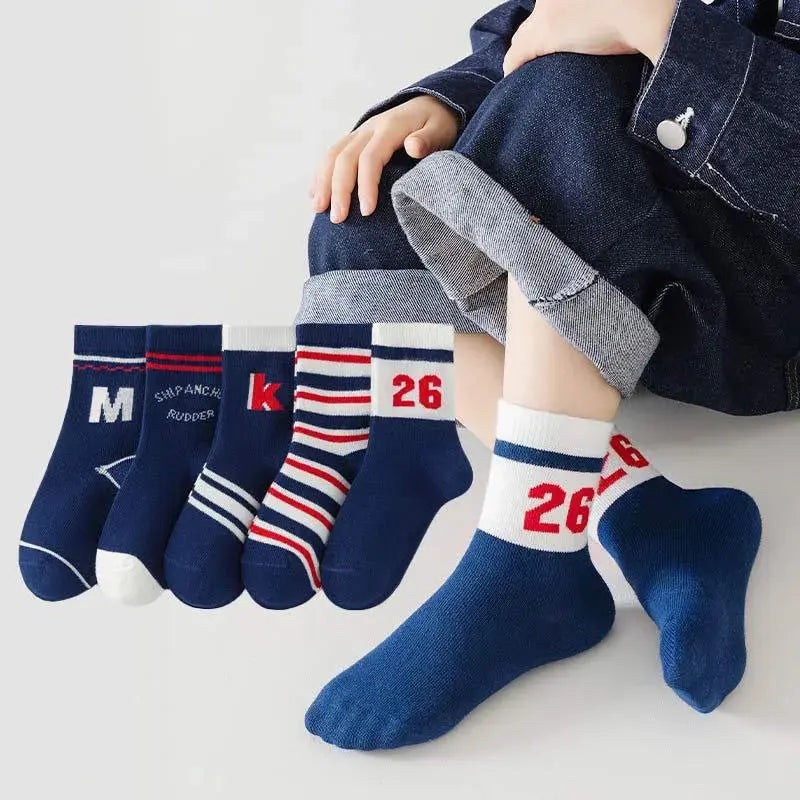 Classic Boys Tennis Crew Socks  Soft Cotto