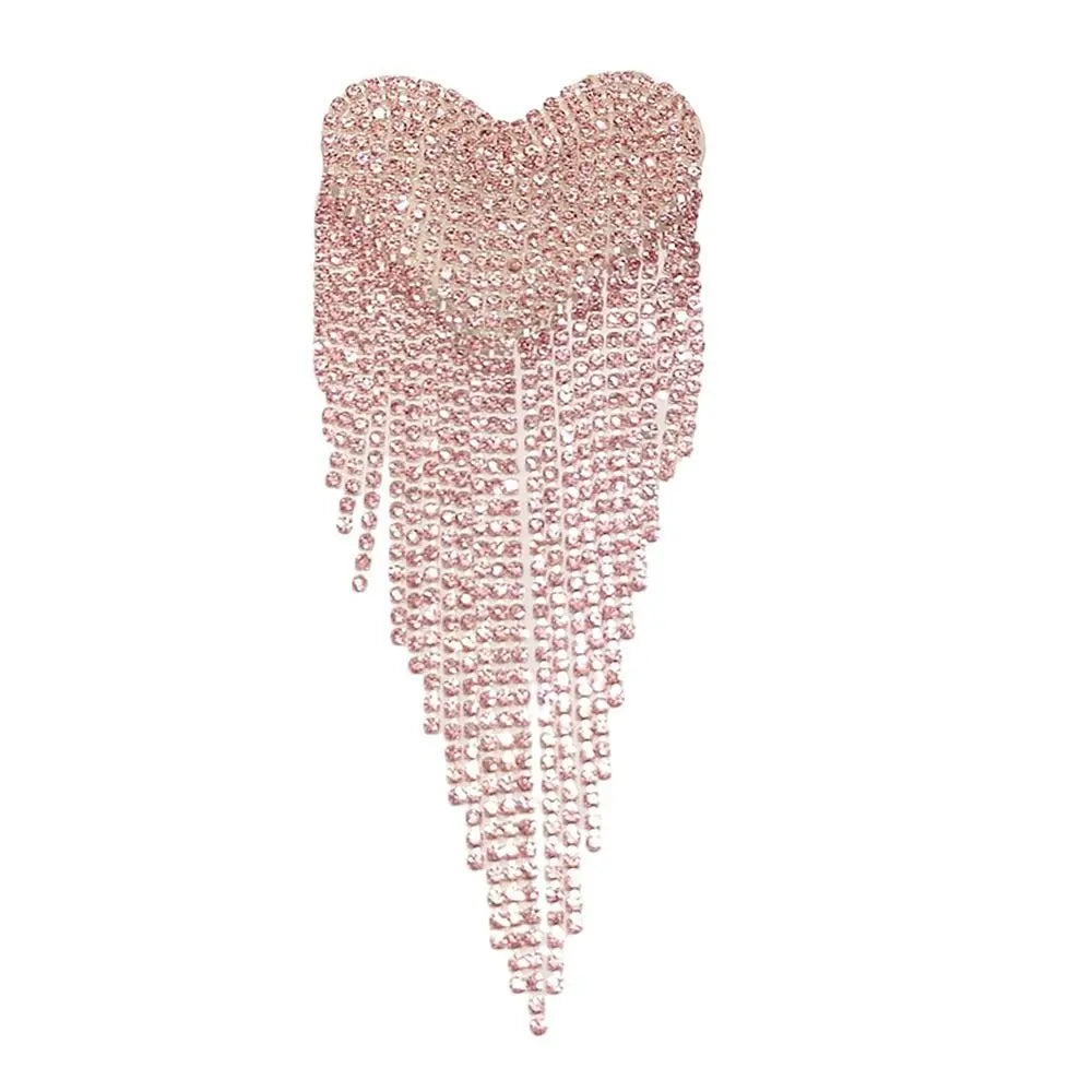 Retro Heart Beaded Tassels Shoulder Strap Epaulettes Stage Sew on Clothes Applique Punk Shoulder Patches Appliques Accessories