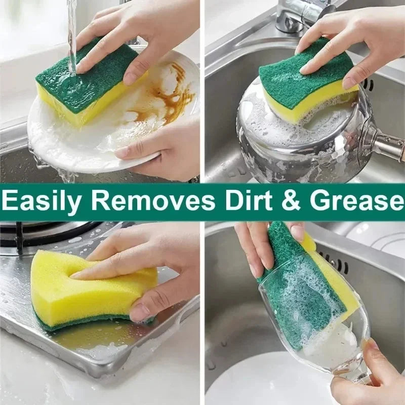 8-50pcs Double-Sided Magic Cleaning Sponge Set Highly Absorbent Rust Remover Pot Scouring Pad Kitchen Cleaning Tools