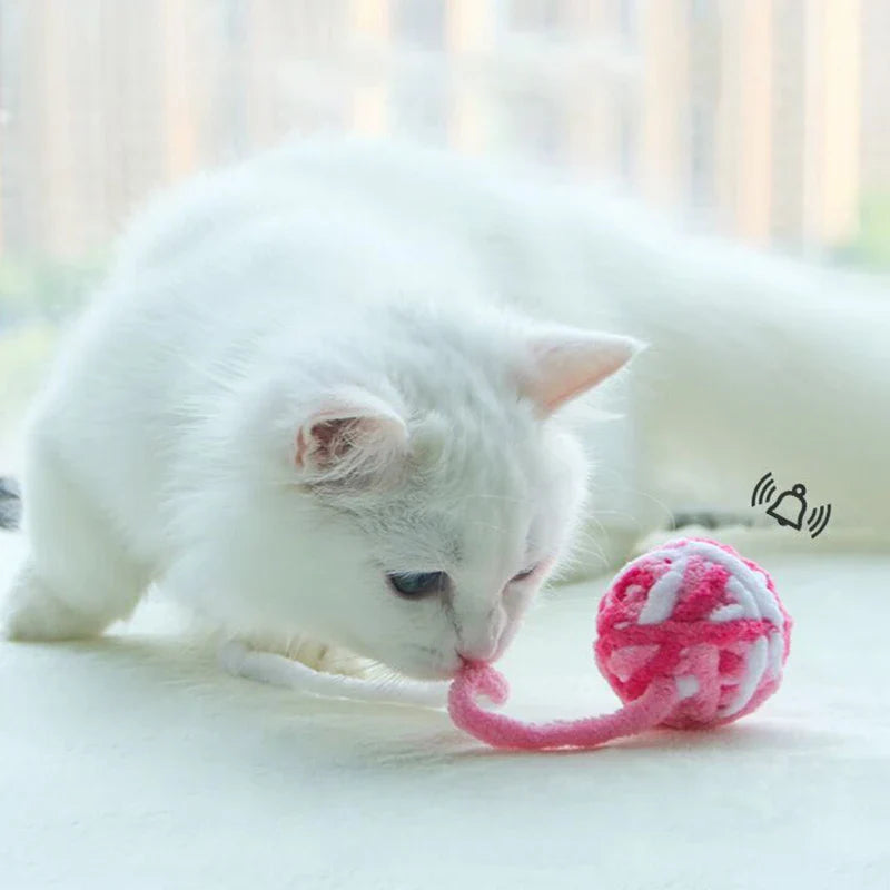 Colorful Yarn Ball Cat Toys with Bell