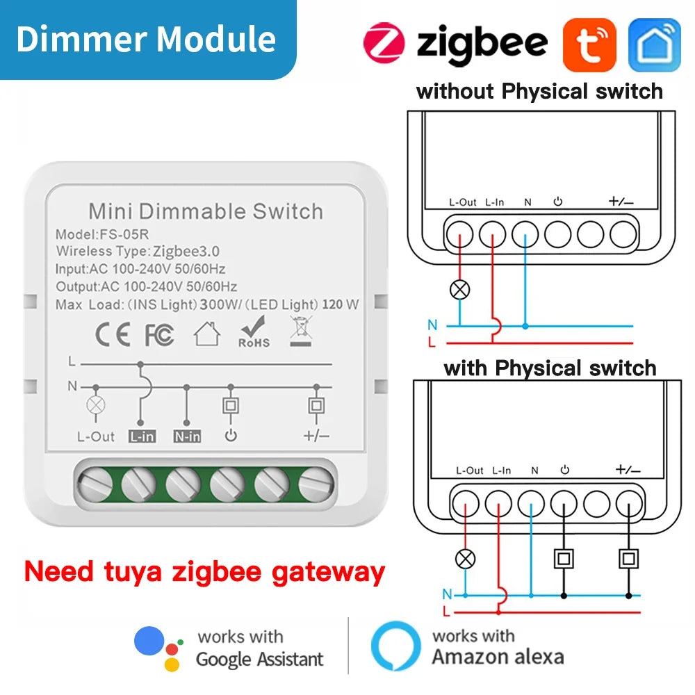 TNCE Tuya Switch Light Curtain Dimmer WIFI Zigbee, Smart DIY MINI Module, Roller Blinds Shutter Breaker, voice alexa google home