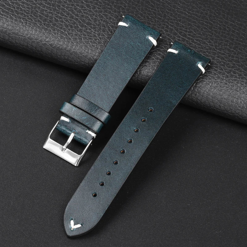 Garmin 18/20/22mm Quick Release Oil Wax Leather Band with Stitched Detail