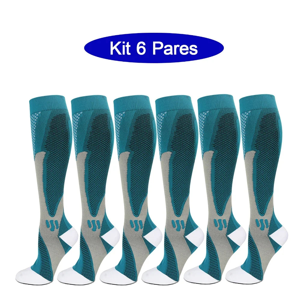 6Pairs Compression Socks 20-30mmHg High Stockings Men & Women Sports Marathon Cycling Football Varicose Veins EU35-45