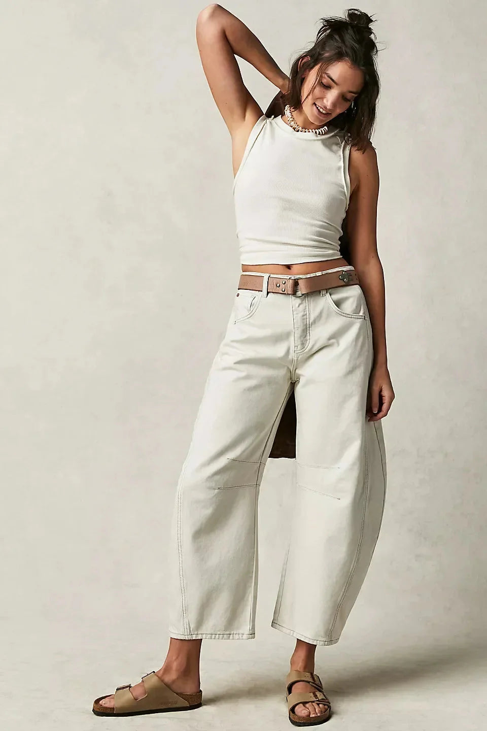 Pantalones vaqueros de mujer de talle alto con cintura elástica