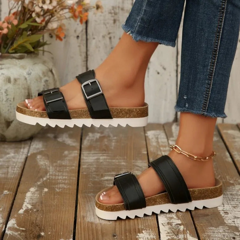 Plus-size Platform Sandals and Slippers 2026 Spring and Summer New Metal Buckle Beach Shoes for Women