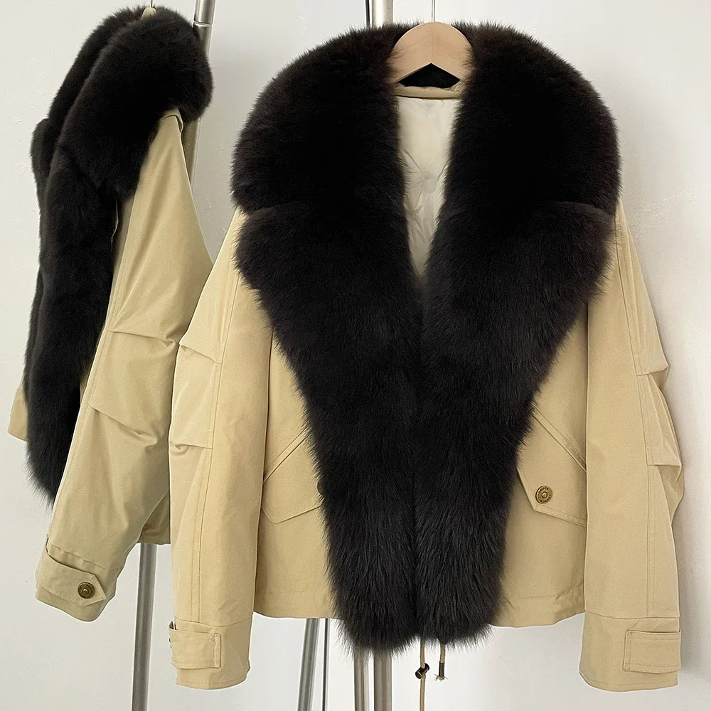 Down Jacket Women Real Fox Fur Collar Autumn 2025 Winter White Duck Down Coat Warm Puffer Jacket Female Waterproof  Feathers