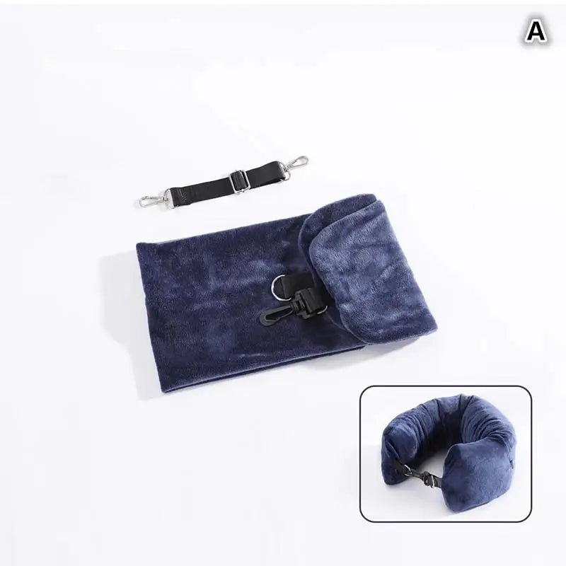 For Airplane Travel Travel Neck Pillow With Fillable Clothing Storage Bag U-Shaped Pillowcase Crystal Fleece Neck Pillow Cover