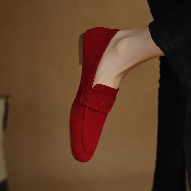 2026 Spring Sheep Suede Women Shoes Round Toe Flat Heel Women loafers Shoes for Women Deep Mouth Loafers Low Heels Ladies Shoes