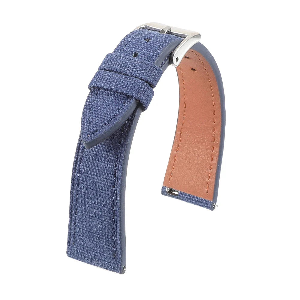 Samsung Galaxy Watch 7, 6, 5, 4 & FE Slim Canvas Band with Leather Lining