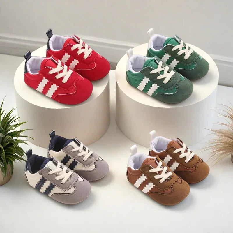 Fashion Color Blocking Lace Up Casual Shoes Spring And Autumn Baby Casual Shoes 0-18 Months Flat Shoes Baby Walking Shoes