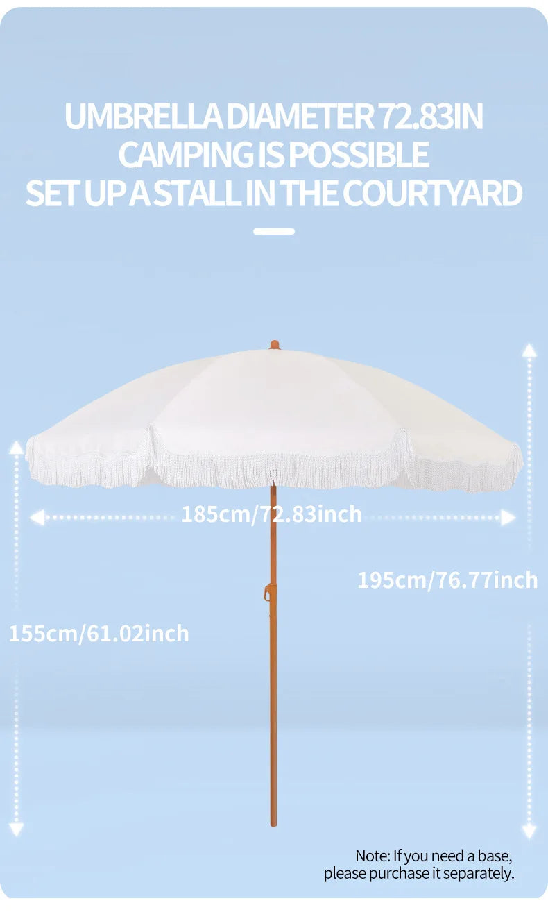 Large Camping  Seaside Resort Beach Umbrella Courtyard Tassel Sun Umbrella Pool Sun Protection Terrace