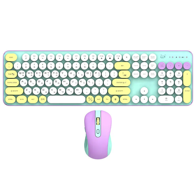 Wireless Keyboard Mouse Set High-Looking Girl Silent Office retro Cute Pink