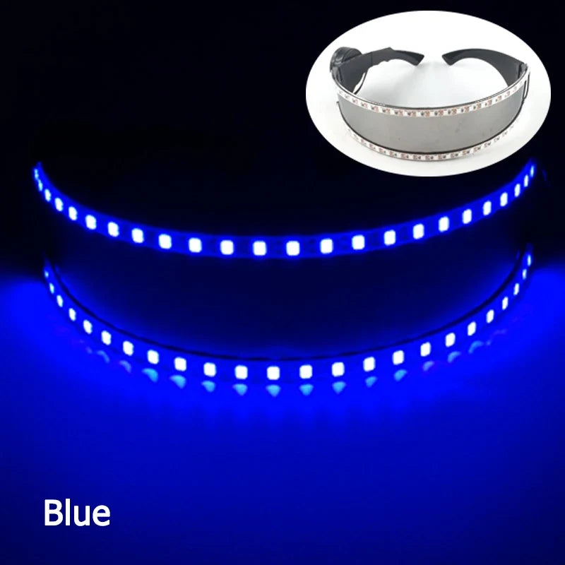 Cyberpunk Futuristic Luminous Glasses Rave Cyber light up Goggles LED glowing visor glasses for EDM music show props