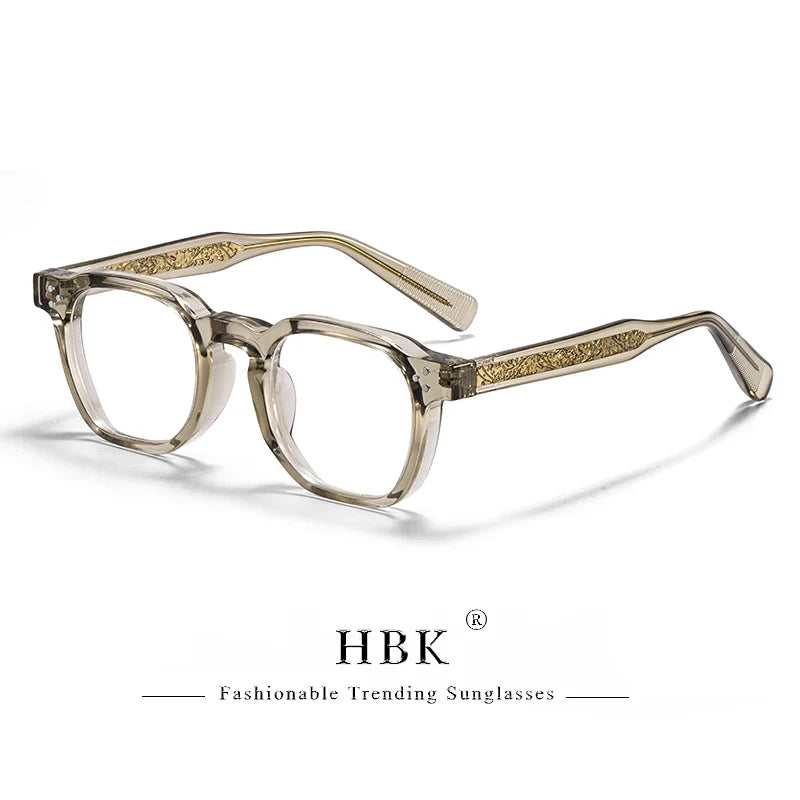HBK Retro Square Glasses Frames Men Flat Lenses Anti Blue Light TR90 Eyeglass Frames High-Quality Reading Eyeglasses for Women