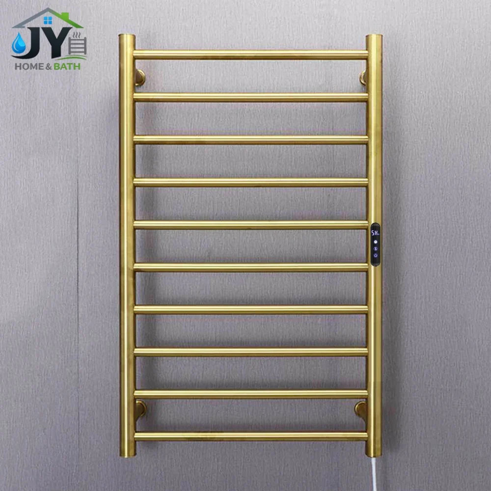 Brushed Gold Electric heated towel rack Heated towel warmer Towel radiator 10 Bars Bathroom Towel Dryer 80cm*50cm