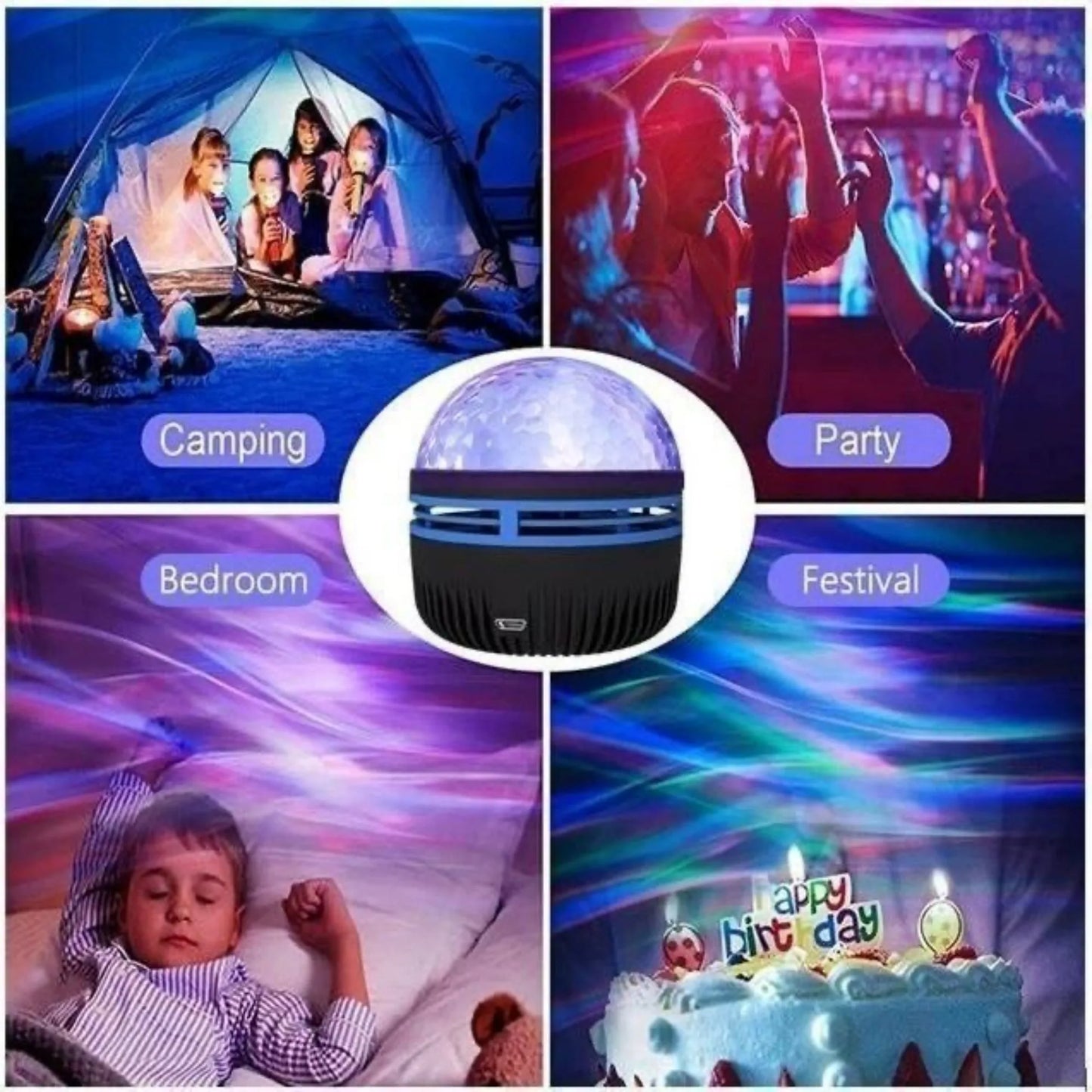 LED Starry Sky Light RGB Galaxy Projector Atmosphere Projection Lamp Christmas Halloween Remote Control 7 Color Home Auto Rotate