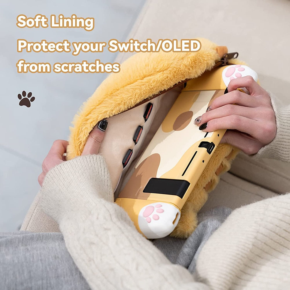 Bolsa de peluche de gato para Nintendo Switch