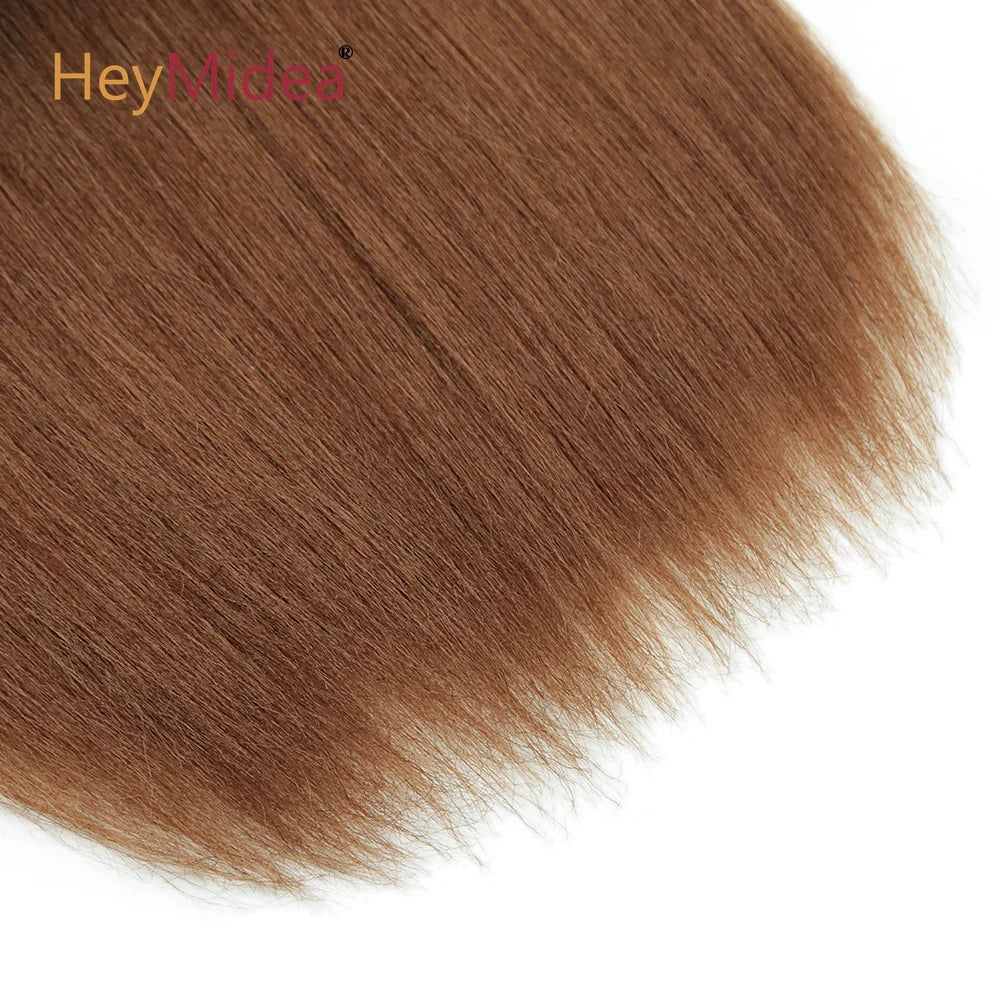 Extensiones de Pelo Liso de 18 Pulgadas, Extensiones de Pelo Sintético Yaki Liso de Salón, Tejido de Pelo Sintético de Lleno a Puntas