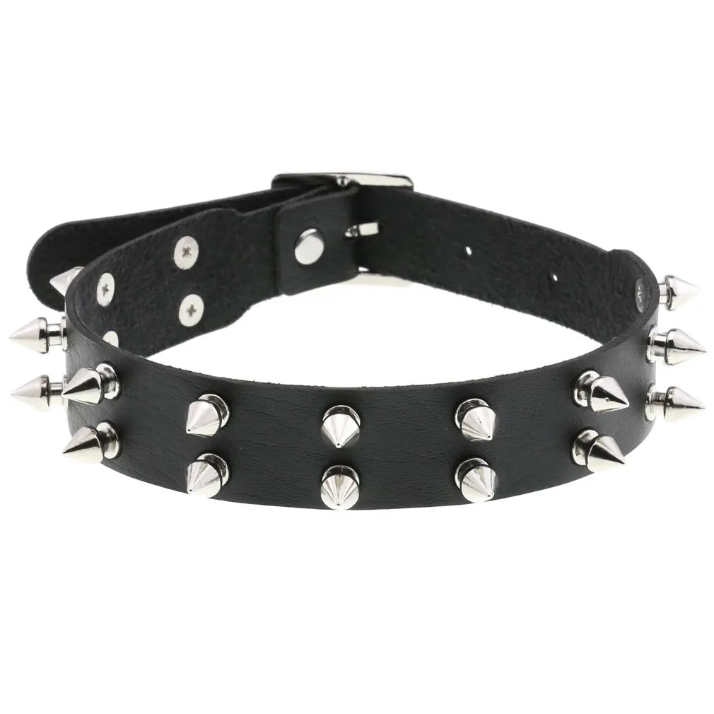 DIEZI Vintage Sweet Cool Hip Hop Rivet Choker Necklace Harajuku Gothic Club Black PU Leather Collar Torques Necklace Jewelry