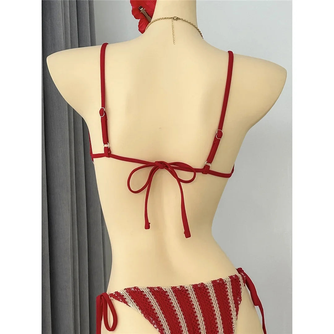 4PCS Striped With Long Sleeve Pants Bikini Female Swimsuit Women Swimwear Bather Bathing Suit Swim Four-pieces Bikini set K8072