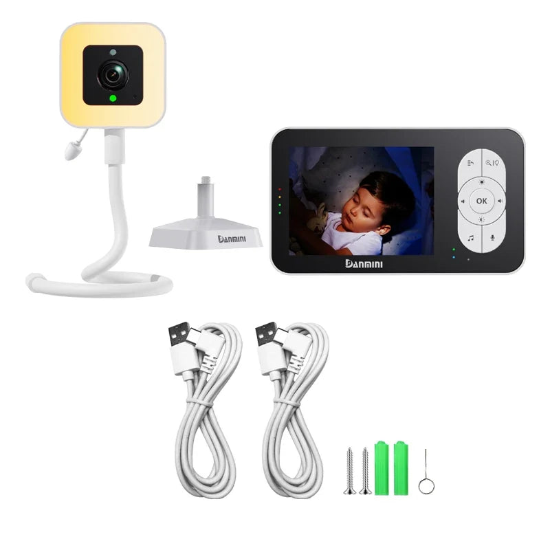 DANMINI New 3.5' RGB Night Light Baby Monitor with Night Vision Temperature Detection Voice Intercom Baby Nanny Security Camera