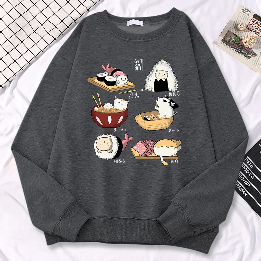 Suéter Harajuku Gatos Sushi