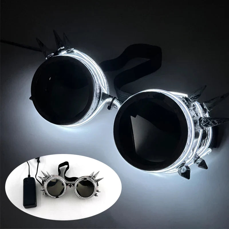 Cyberpunk Futuristic Luminous Glasses Rave Cyber light up Goggles LED glowing visor glasses for EDM music show props