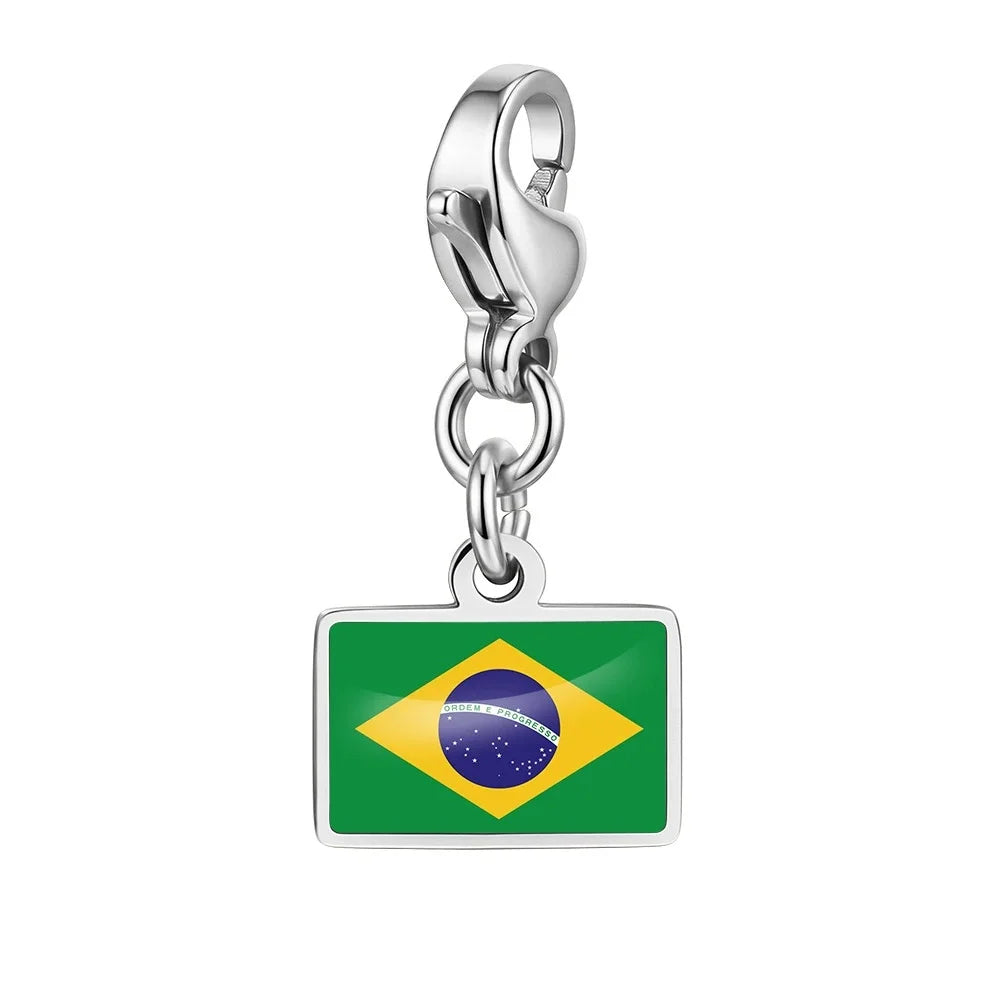 10mm Country Flag Charms Pendant Necklace Bracelet Keychain Bagchain Stainless Steel  Jewelry A Commemorative Gift For A Friend