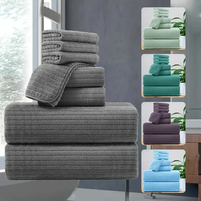Bath Towel Set 8 Piece Absorbent Quick Dry Towels Daily