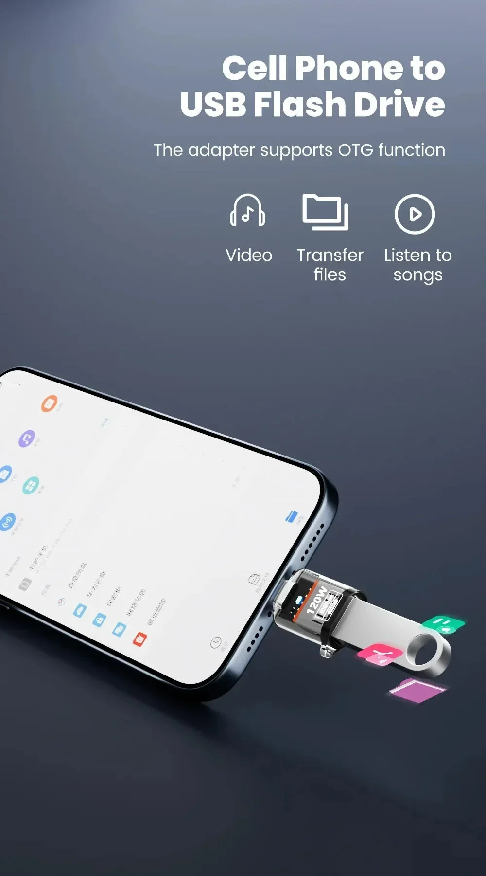 120W USB 3.2 to Type C OTG Adapter Fast Charging 10Gbps Data Audio Transfer For MacBook iPad iPhone 15 16 17 Huawei Xiaomi PC