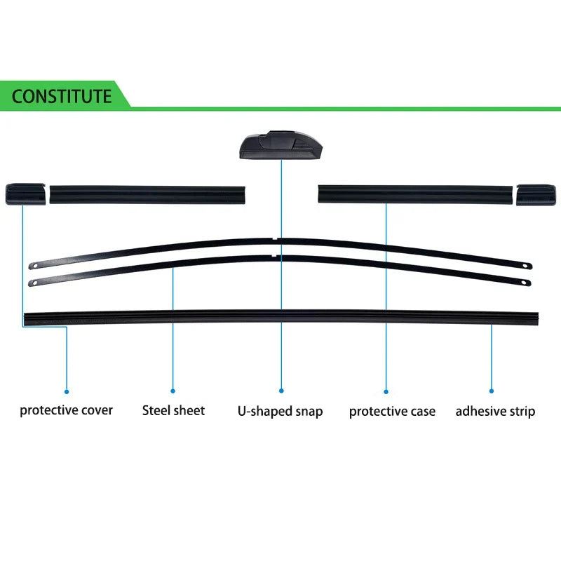 For Nissan Micra K12 2002-2010 Car Wiper U-type Soft Rubber Boneless Wiper HD Quiet Durable Automotive Wiper 21"+18"