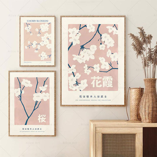 Pósteres de lona con flores de cerezo