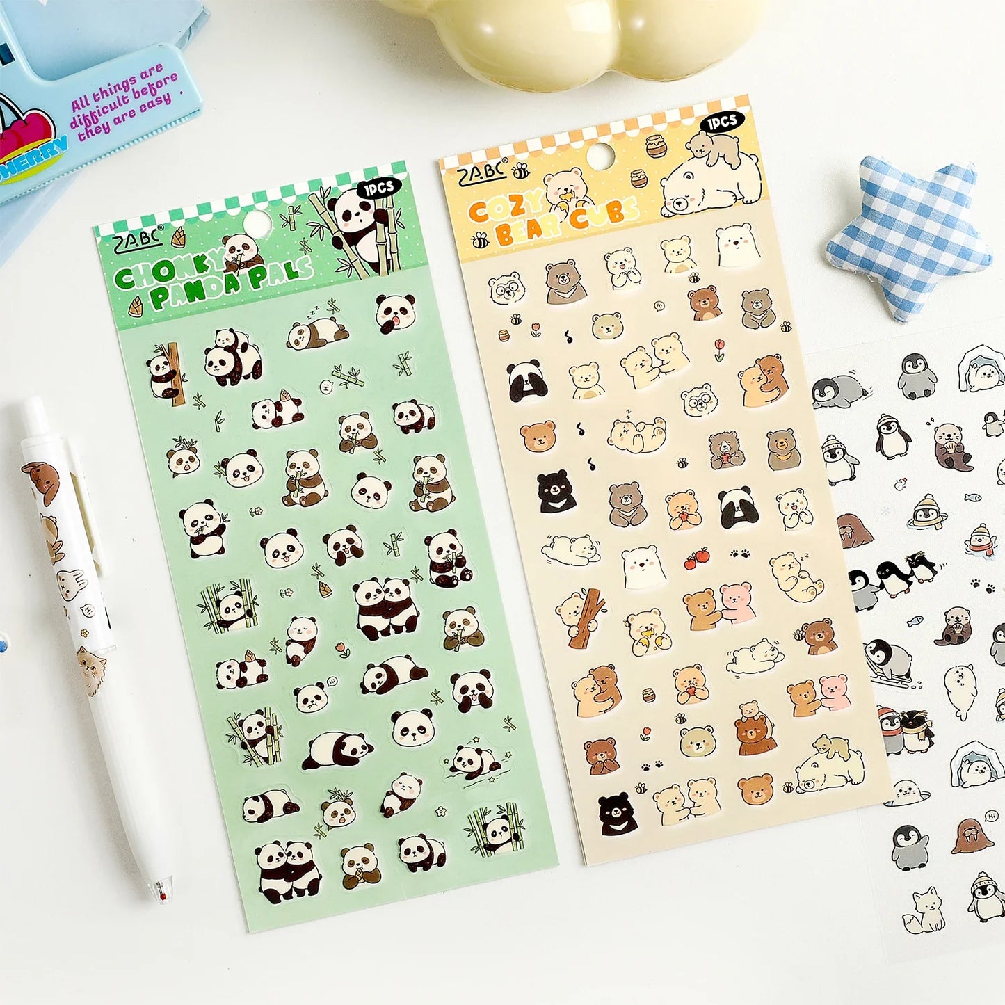1 Sheet Kawaii Pet Clear PET Sticker, Mini Dog Cat Panda Rabbit