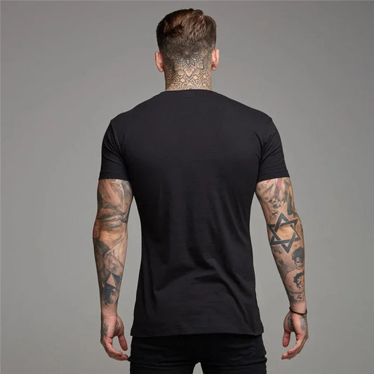 Men Fashion V Neck Short Sleeve Fitness Workout Summer Breathable Cotton
