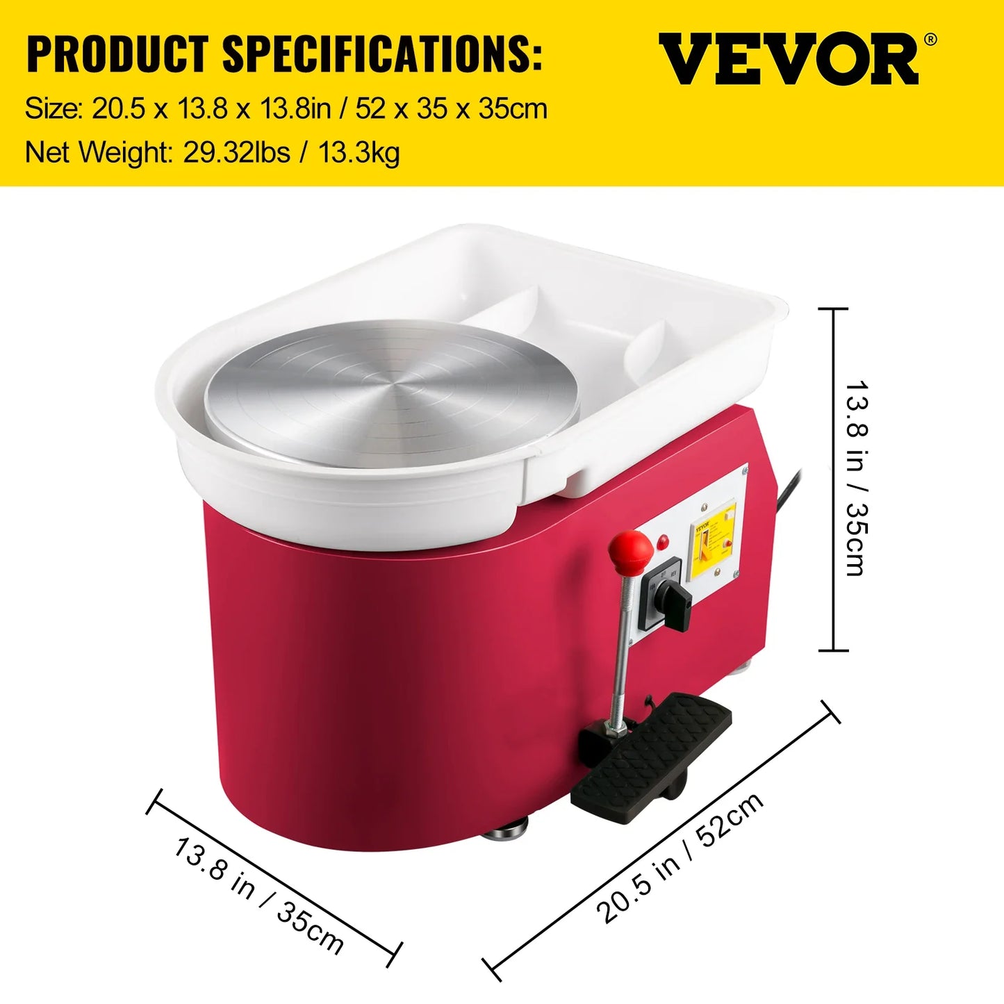 SucceBuy Pottery Wheel Machine 350W Foot Control Electric Ceramic Tool